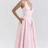 Marilyn Strawberry Shortcake Gingham Halter Midi Zomerjurk