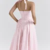 Marilyn Strawberry Shortcake Gingham Halter Midi Zomerjurk