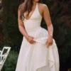 Marilyn witte katoenen halter midi-zomerjurk