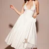 Marilyn witte katoenen halter midi-zomerjurk