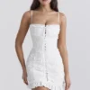 Marlene witte katoenen mini-jurk met broderie anglaise