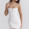 Marlene witte katoenen mini-jurk met broderie anglaise
