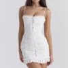 Marlene witte katoenen mini-jurk met broderie anglaise