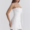 Marlene witte katoenen mini-jurk met broderie anglaise