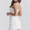 Marlene witte katoenen mini-jurk met broderie anglaise