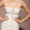 Marlene witte katoenen mini-jurk met broderie anglaise