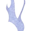 Martinique lavendelkleurig paisley-badpak met diepe hals