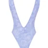 Martinique lavendelkleurig paisley-badpak met diepe hals