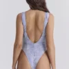 Martinique lavendelkleurig paisley-badpak met diepe hals