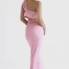 Mathilda roze maxi-rok met kanten rand