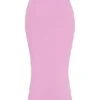 Mathilda roze maxi-rok met kanten rand