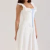 Mathilde witte katoenen midi-jurk met broderie anglaise-rand