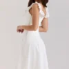 Mathilde witte katoenen midi-jurk met broderie anglaise-rand
