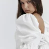 Matilda witte korsetjurk met pofmouwen