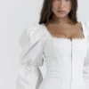 Matilda witte korsetjurk met pofmouwen