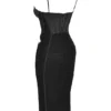 Maya Zwarte midi-jurk met ruches