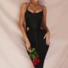 Maya Zwarte midi-jurk met ruches