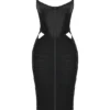 Maya Zwarte midi-jurk met ruches