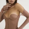 Mayara Mocha gestructureerd mini-korsetjurkje