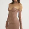 Mayara Mocha gestructureerd mini-korsetjurkje