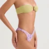 Delphi violet bloemenbikini-onderstuk met ruches