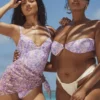 Medea Violet Floral bandeau-bikini top