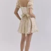 Melita Crème Mini-jurk met bloemenprint en pofmouwen van chiffon