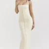 Mia Ecru halter maxi-jurk