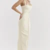 Mia Ecru halter maxi-jurk