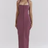 Mia Mulberry Twill Halter Maxi-jurk