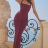 Mia Mulberry Twill Halter Maxi-jurk