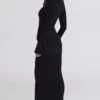 Mila zwarte maxi-jurk met fluitmouwen