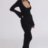 Mila zwarte maxi-jurk met fluitmouwen