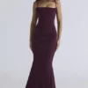 Milena donkerkersenrode corset maxi-jurk