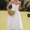 Milia witte midi-jurk met broderie anglaise en katoen