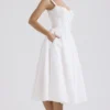 Milia witte midi-jurk met broderie anglaise en katoen