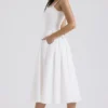 Milia witte midi-jurk met broderie anglaise en katoen