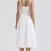 Milia witte midi-jurk met broderie anglaise en katoen