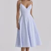 Millie Bluebell katoenen midi-zomerjurk met vetersluiting