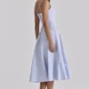 Millie Bluebell katoenen midi-zomerjurk met vetersluiting