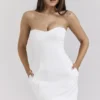 Mimi witte strapless twill mini-jurk