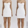 Mimi witte strapless twill mini-jurk