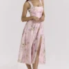 Minerva Roze zwierige chiffon midi-zomerjurk
