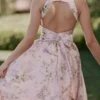 Minerva Roze zwierige chiffon midi-zomerjurk