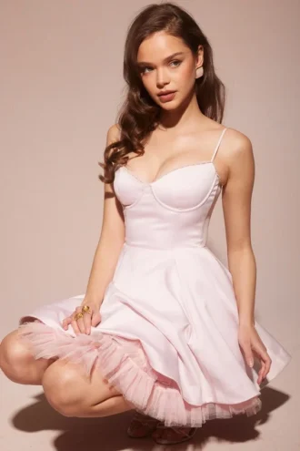 Minimoiselle Ballerina roze tule mini-jurk