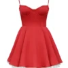 Minimoiselle Holly rode satijnen tule mini-jurk
