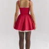 Minimoiselle Holly rode satijnen tule mini-jurk