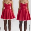 Minimoiselle Holly rode satijnen tule mini-jurk