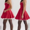 Minimoiselle Holly rode satijnen tule mini-jurk