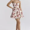 Minimoiselle mini-jurk van tule met Italiaanse rozenprint